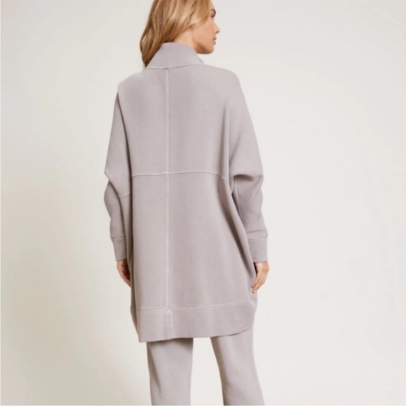 Barefoot Dreams Malibu Collection Gray Slate Brushed Terry Circle Cardigan S/M - Picture 2 of 10